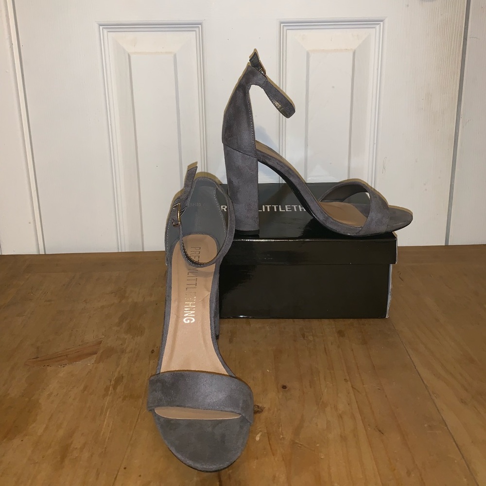 Gray Faux Suede Heels